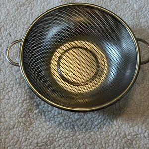 Vintage aluminum colander strainer with side handles